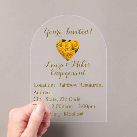 Mooie Rozen, Verloving uitnodiging Acryl Uitnodigingen (Insitu (Draagbaar))