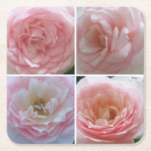 Mooie rozen vierkante kartonnen onderzetter