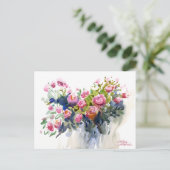 Mooie Rozen. Waterverf art. Holiday Briefkaart (Staand voorkant)
