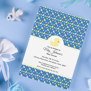 Mooie Rubber Eend Moderne Blauwe Baby Shower Kaart