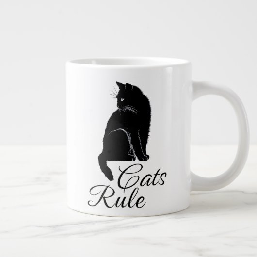 Mooie Rug Zittende Kat - Katten Regel Extra Grote Beker (Rechts)