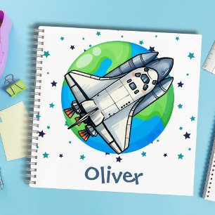 Mooie Ruimteschip Boven Aarde Notitieboek