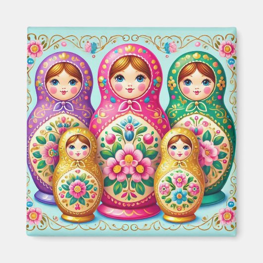 Mooie Russische pop vierkante magneet (Voorkant)