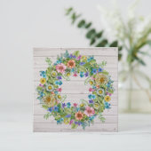 Mooie Rustieke Bloemenkrans Uitnodiging (Staand voorkant)