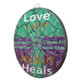 Mooie rustieke gebarsten modder liefde geneest tek dartbord (Voorkant Rechts)