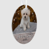 Mooie Rustieke Hond Puppy Sneeuwvlok 2 Foto Aanden Ornament (voorkant)