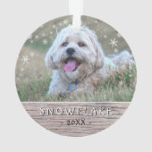 Mooie Rustieke Hond Puppy Sneeuwvlok 2 Foto Aanden Ornament (achterkant)