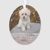 Mooie Rustieke Hond Puppy Sneeuwvlok 2 Foto Aanden Ornament (voorkant)