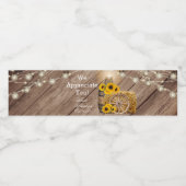 Mooie Rustieke Houten Ton en Zonnebloemen Waterfles Etiket (Enkel label)