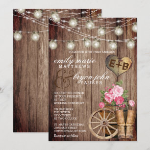 Mooie rustieke houten vat en Mauve Floral Kaart