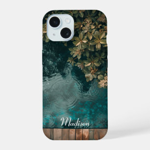 Mooie rustige hoek van zwembad iPhone 15 hoesje