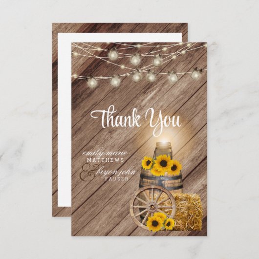 Mooie Rustige houtsloop en zonnebloemen Bedankkaart (Voorkant / Achterkant)