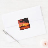 Mooie rustige Oranje Sunset Lake Mountain Vierkante Sticker (Envelop)