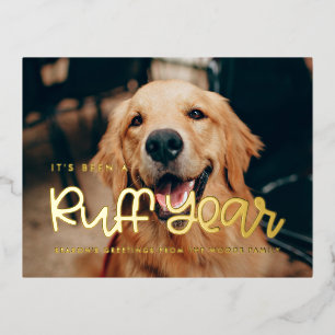 Mooie ruwe jaar hond foto folie feestdagen briefkaart