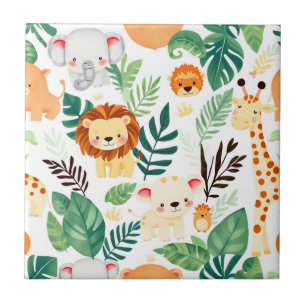 Mooie Safari Dieren Jungle Patroon Tegeltje