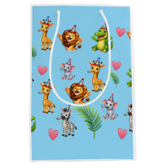 Mooie Safari Dieren Verjaardags Inpakpapier | Jung Medium Cadeauzakje