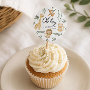 Mooie Safari Jungle Cupcake Versiering Baby Borre Ronde Sticker