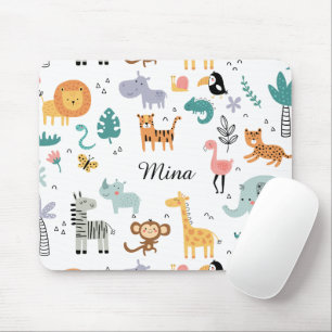 Mooie safari-jungle dieren gepersonaliseerde baby muismat