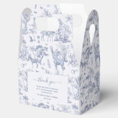 Mooie Safari Toile de Jouy | Blauwe baby shower fa Bedankdoosjes (Geopend)