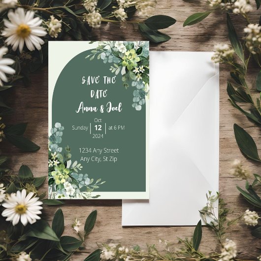 Mooie Sage Greenery bruiloft uitnodiging