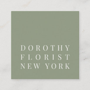 Mooie salie groen elegante minimalistische bloemis vierkante visitekaartje