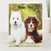 Mooie Samoyed en Engelse Shepherd Pups Kaart (Voorkant)