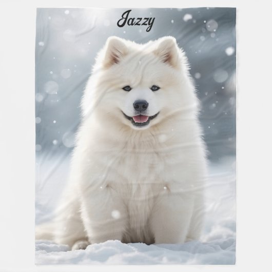 Mooie Samoyed gepersonaliseerd Fleece Deken (Voorkant)