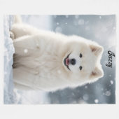Mooie Samoyed gepersonaliseerd Fleece Deken (Voorkant (Horizontaal))