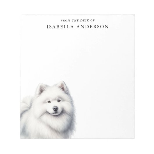 Mooie Samoyed van het bureau van Notitieblok (Voorkant)