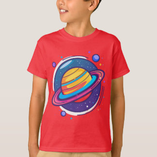 Mooie Saturnus Planeet Baby T-Shirt – Kleurrijke R