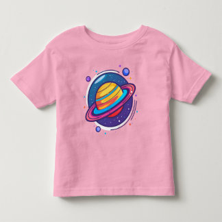 Mooie Saturnus Planeet Baby T-Shirt – Kleurrijke R
