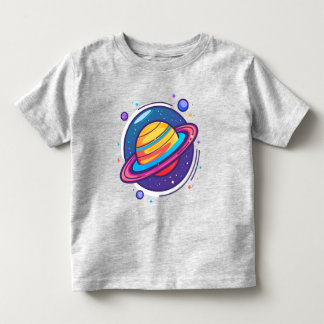 Mooie Saturnus Planeet Baby T-Shirt – Kleurrijke R