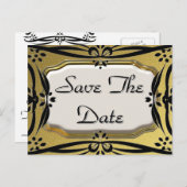 Mooie Save The Date Gouden & Zwarte Briefkaarten (Voorkant / Achterkant)