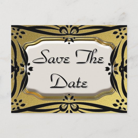 Mooie Save The Date Gouden & Zwarte Briefkaarten (Voorkant)