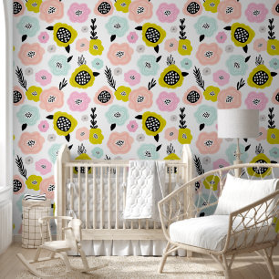 Mooie Scandinavische Madeliefjes Meisjes Slaapkame Behang