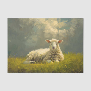 Mooie schapen in een veld olieverfschilderij Decou Tissuepapier