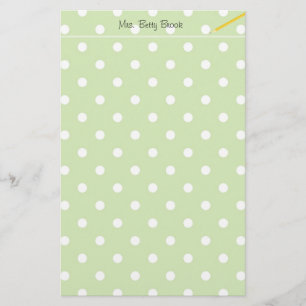 Mooie, schattige, klassieke groene polka-stippen briefpapier