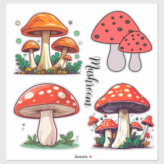 Mooie schattige Mushroom Creëer je eigen Scrapbook Sticker (Vel)