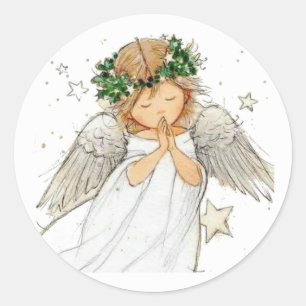 Mooie Schattigee engelenrozenkrans, Classic Round Ronde Sticker