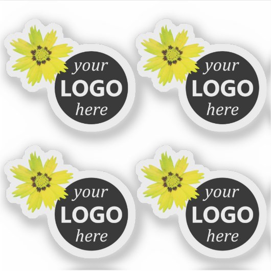 Mooie Schattigee gele bloemen met Logo Pic Afbeeld Sticker (Voorkant)