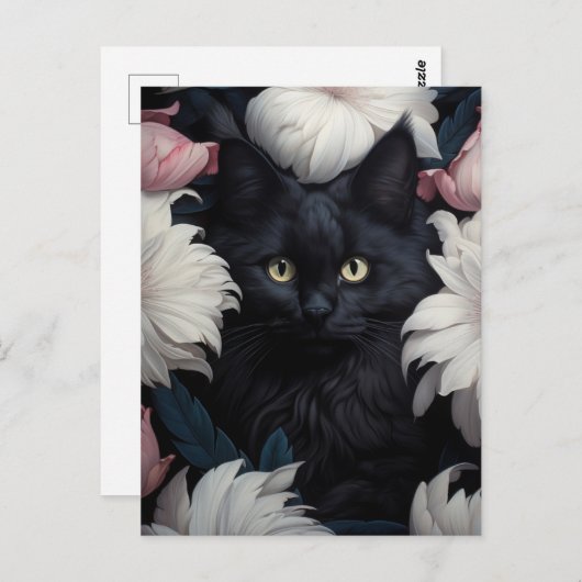 Mooie Schattigee kat onder de bloemen Briefkaart (Voorkant / Achterkant)