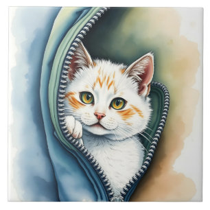 Mooie Schattigee Waterverf Cat Collectie Tegeltje