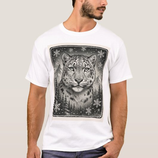 Mooie schets Snow Leopard T-shirt (Voorkant)