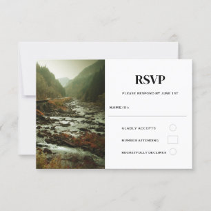 Mooie Schilderachtig Natuur foto Casual bruiloft RSVP Kaartje