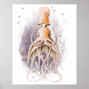Mooie schilderkunst van inktvis, variatie van de " poster