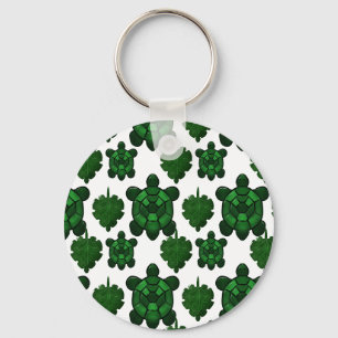Mooie schildpad en bladpatroon sleutelhanger