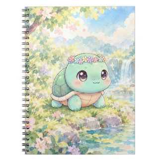 Mooie Schildpad met Bloemen Spiraal Notebook Notitieboek