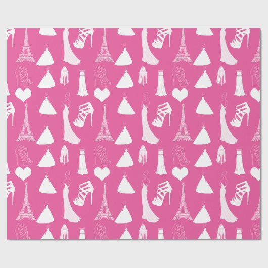Mooie schoen bruidsjurk Eiffeltoren Hart Cadeaupapier (Vlak)