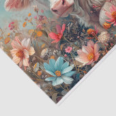 Mooie Schotse Koe met Cosmos voor Decoupage Tissuepapier (Detail)