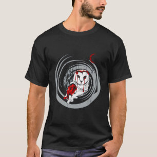 Mooie schuur uil bloed halve maan gotische kunst t-shirt